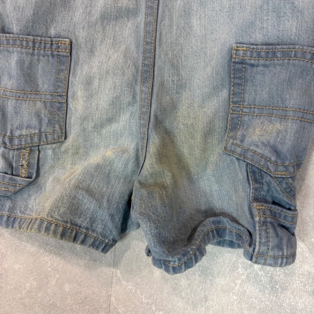 OshKosh B'gosh Baby Boys Denim Shortalls Blue 12M Striped Straps 3637